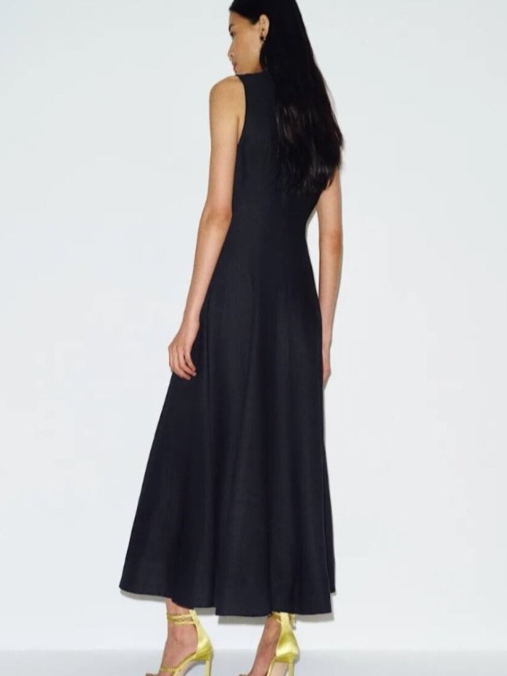 NEW Reformation Cecilia Linen Sleeveless Maxi Dress Black | US 4 UK 8 - Picture 4 of 12